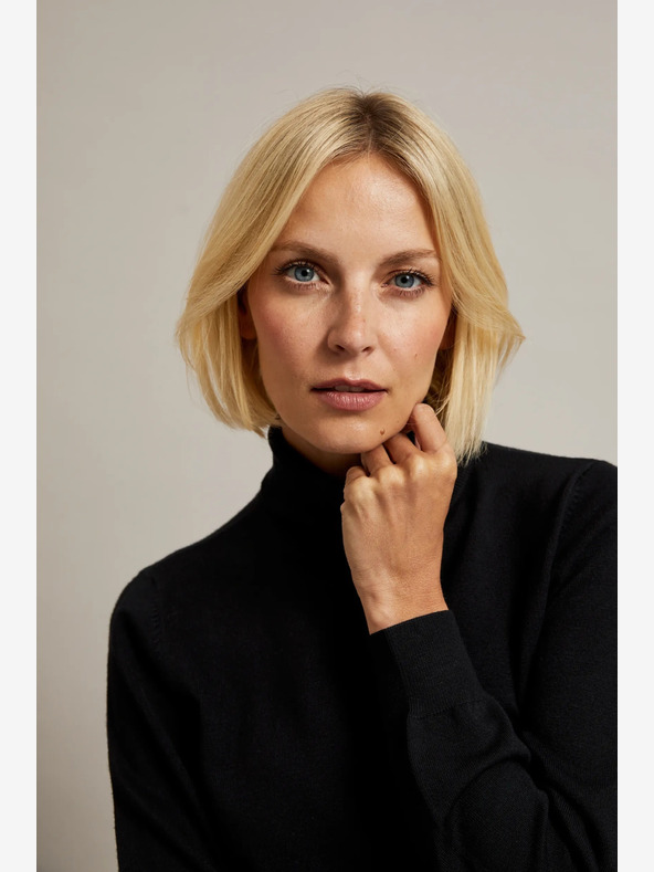 Moodo Bluză cu guler înalt neagră pentru femei Moodo