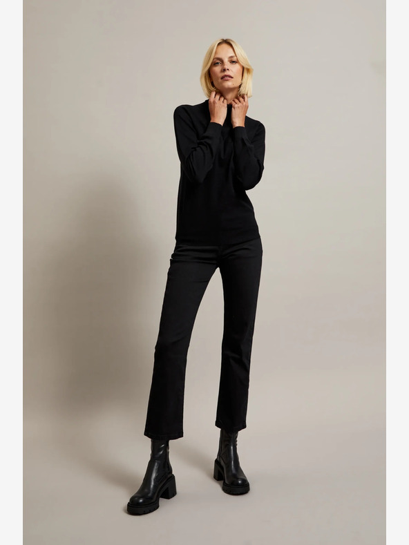 Moodo Bluză cu guler înalt neagră pentru femei Moodo