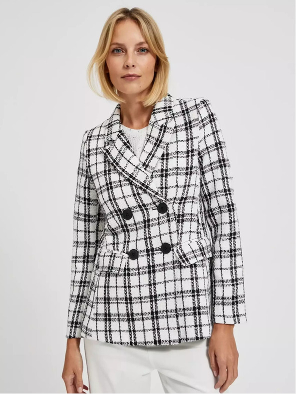 Moodo Jachetă în carouri albe și negre Moodo