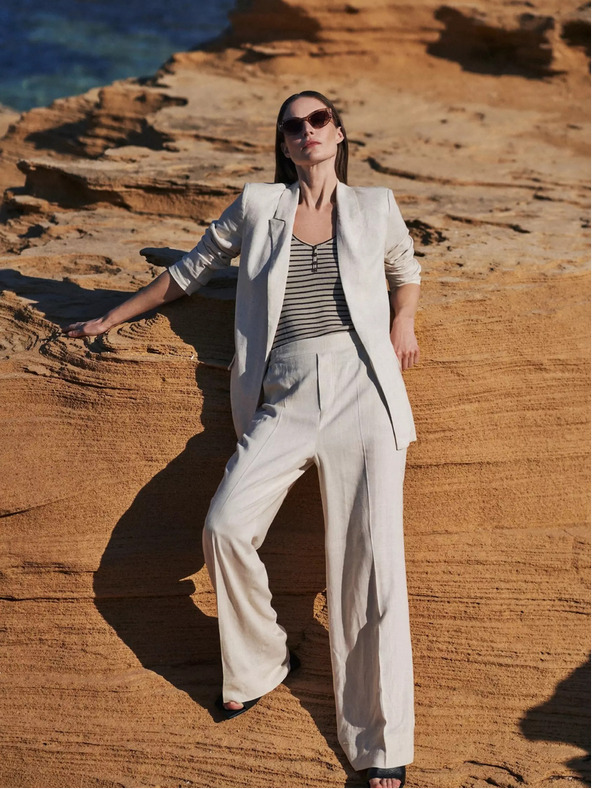 Moodo Blazer de damă bej Moodo