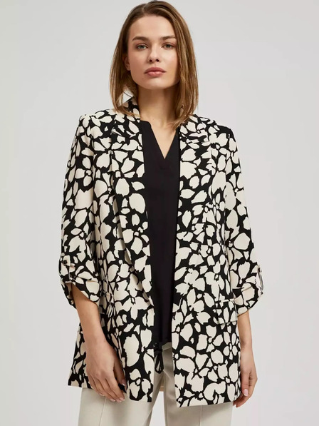 Moodo Blazer cu model pentru femei negru și crem Moodo