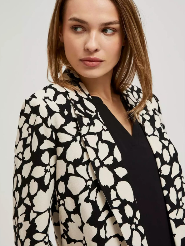 Moodo Blazer cu model pentru femei negru și crem Moodo