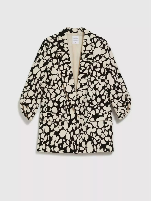 Moodo Blazer cu model pentru femei negru și crem Moodo