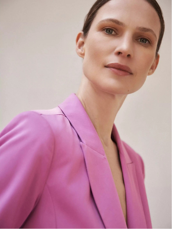 Moodo Blazer roz cu mânecă lungă și o singură pieptănătură Moodo