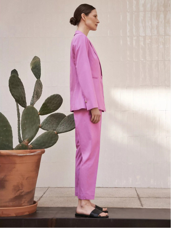 Moodo Blazer roz cu mânecă lungă și o singură pieptănătură Moodo