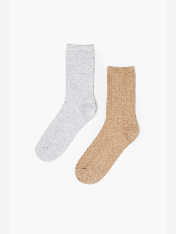 Moodo Set de două perechi de șosete de damă în gri și bej Moodo