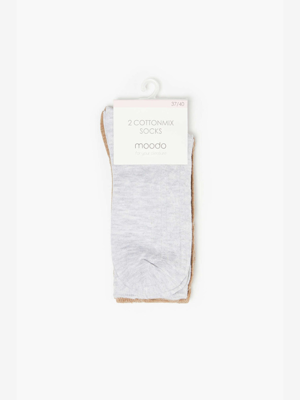 Moodo Set de două perechi de șosete de damă în gri și bej Moodo