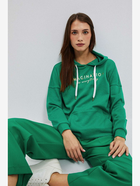 Moodo Hanorac cu glugă verde de damă Moodo