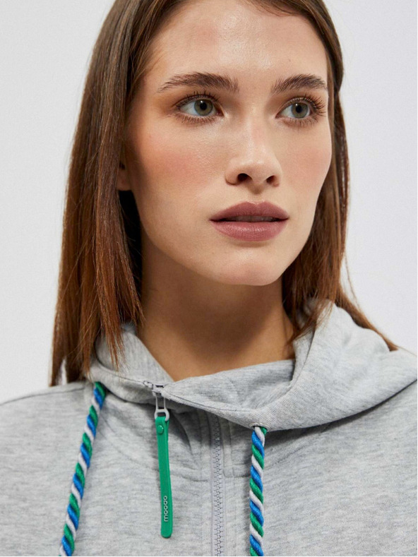 Moodo Hanorac cu fermoar pentru femei gri și verde Moodo