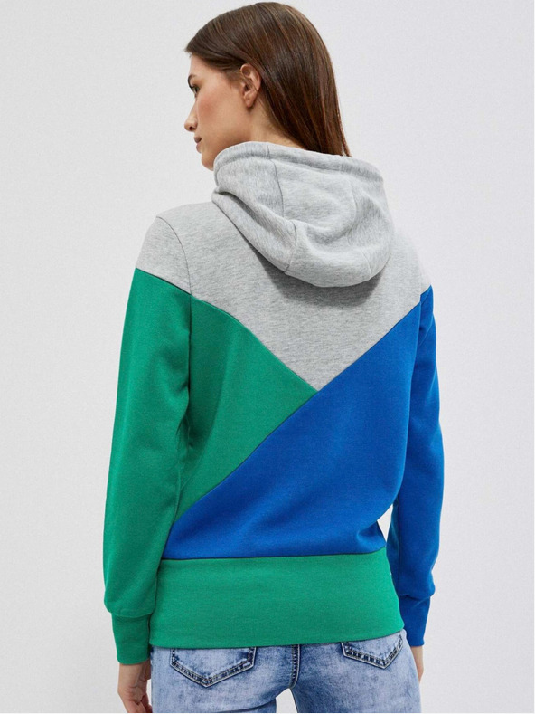 Moodo Hanorac cu fermoar pentru femei gri și verde Moodo