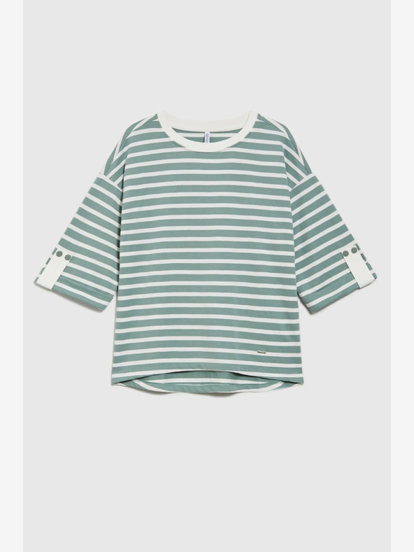 Moodo Bluză cu dungi albă și verde pentru femei Moodo