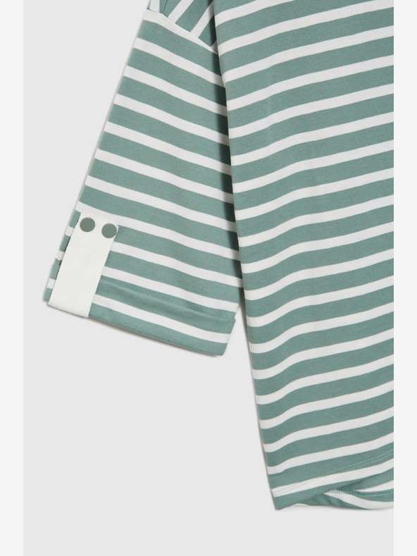 Moodo Bluză cu dungi albă și verde pentru femei Moodo