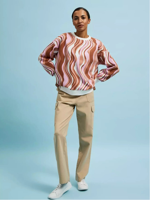 Moodo Hanorac cu model pentru femei roz și maro Moodo