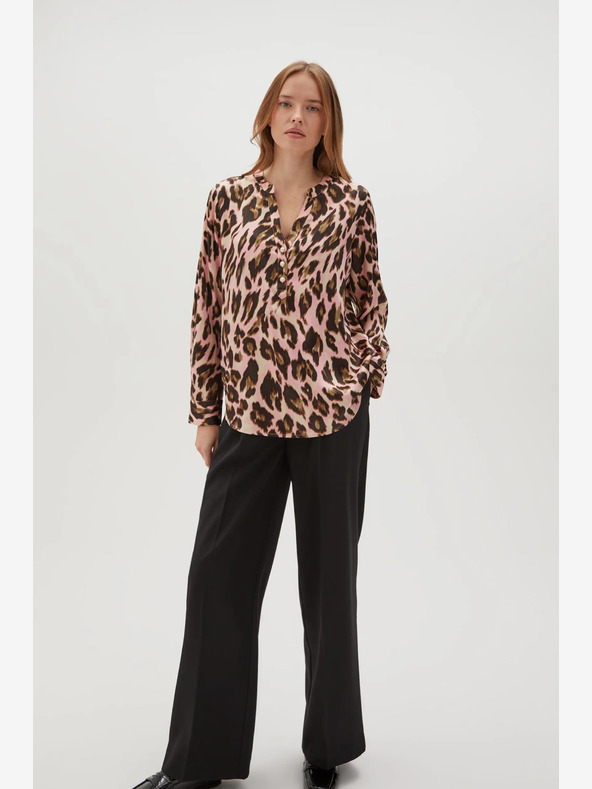 Moodo Bluză cu model pentru femei, maro și roz Moodo