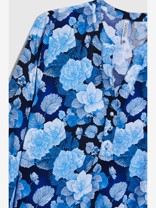 Moodo Bluză albastră cu flori pentru femei Moodo