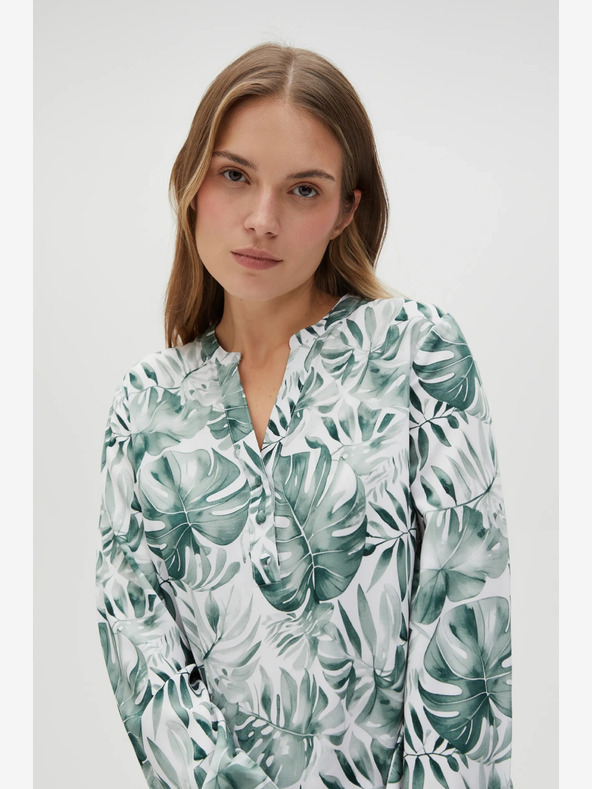 Moodo Bluză albă și verde cu model pentru femei Moodo