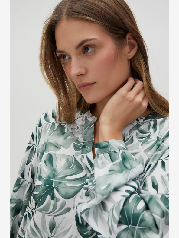 Moodo Bluză albă și verde cu model pentru femei Moodo