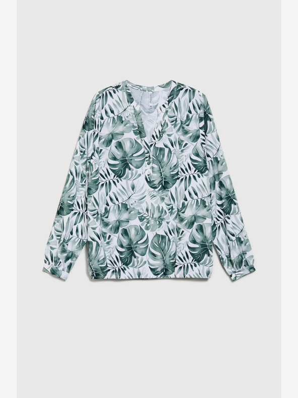 Moodo Bluză albă și verde cu model pentru femei Moodo