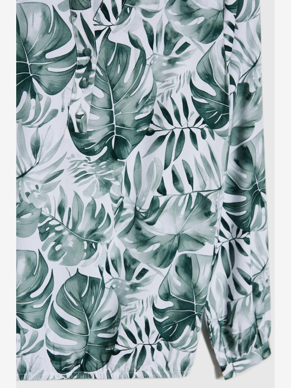 Moodo Bluză albă și verde cu model pentru femei Moodo