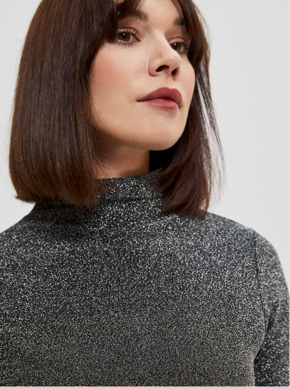 Moodo Bluză neagră de damă cu fir metalic Moodo