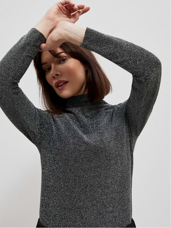 Moodo Bluză neagră de damă cu fir metalic Moodo