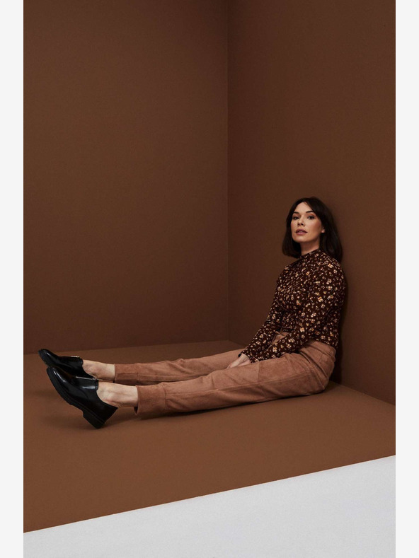 Moodo Pantaloni de trening din piele de căprioară pentru femei, maro Moodo