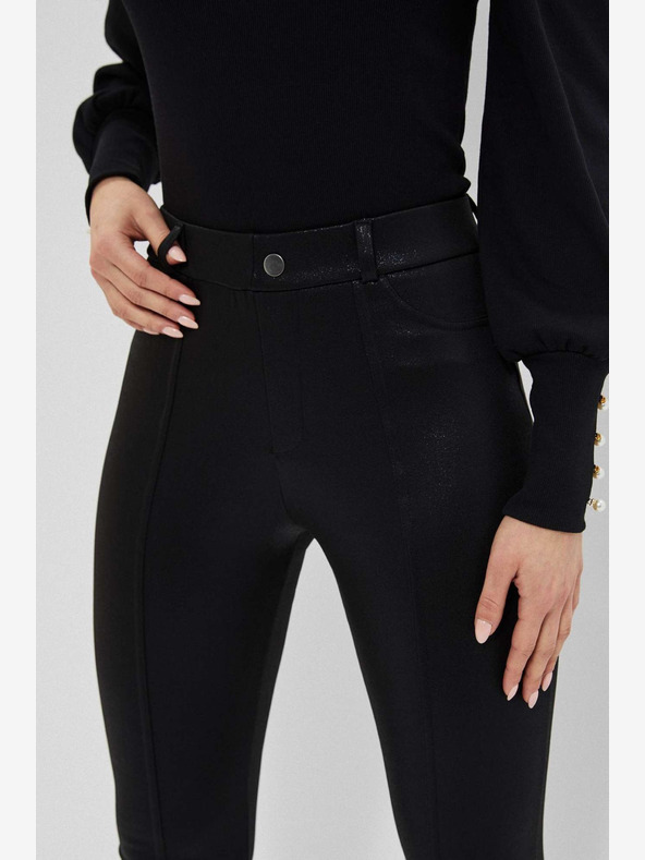 Moodo Colanți lucioși pentru femei, negri Moodo