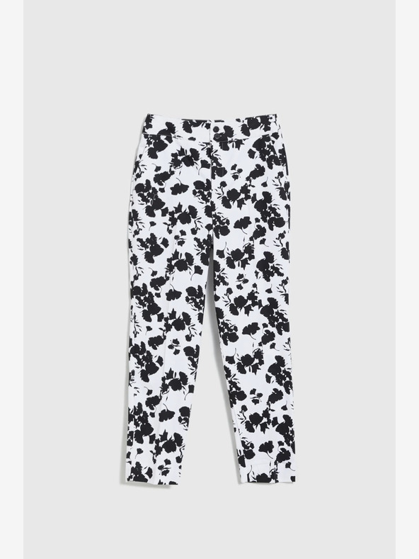 Moodo Pantaloni florali negri și albi pentru femei Moodo