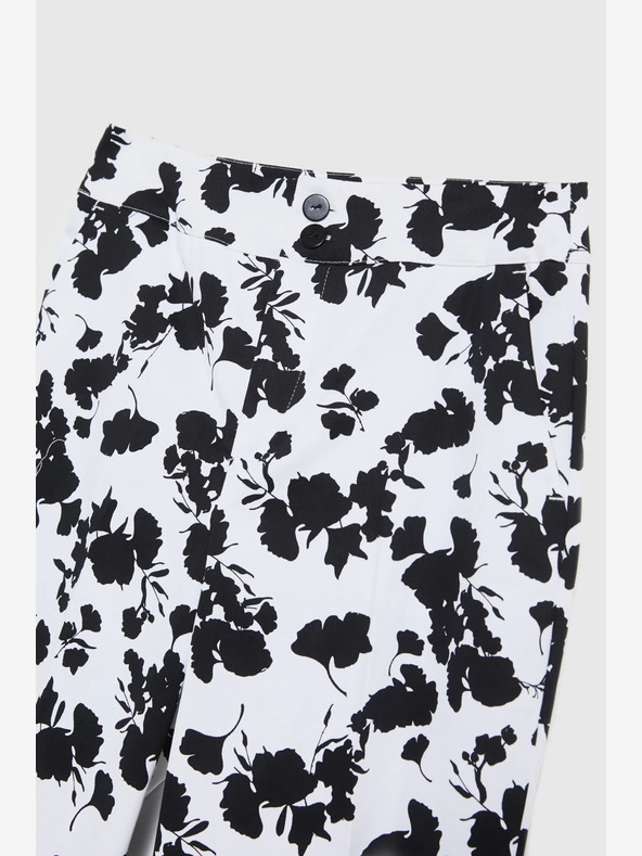 Moodo Pantaloni florali negri și albi pentru femei Moodo
