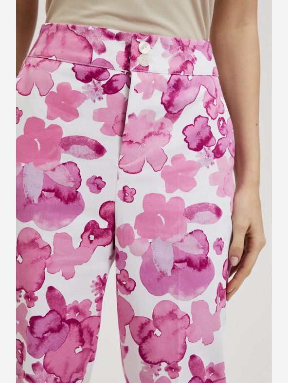 Moodo Pantaloni florali roz pentru femei Moodo