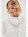 Moodo Eșarfă albă cu buline pentru femei Moodo