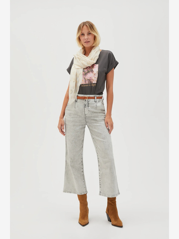 Moodo Crem eșarfă cu model pentru femei Moodo