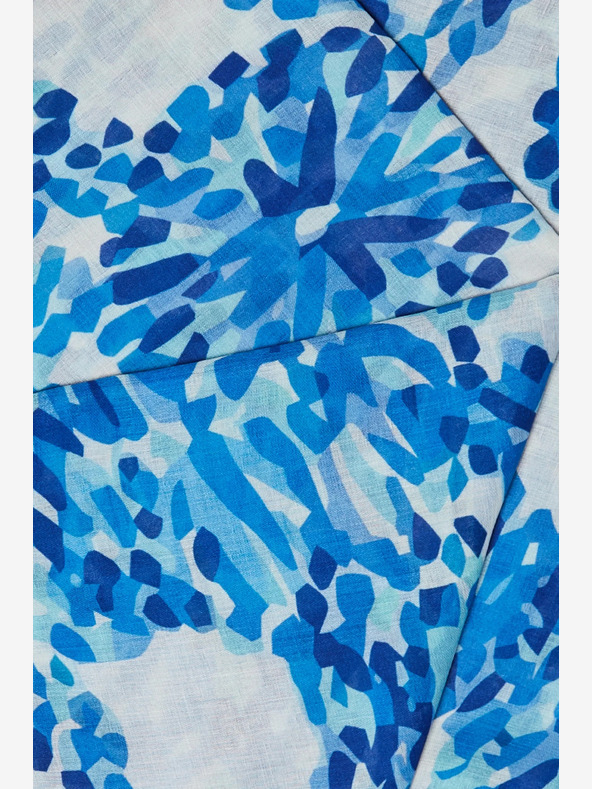 Moodo Eșarfă cu model pentru femei albă și albastră Moodo