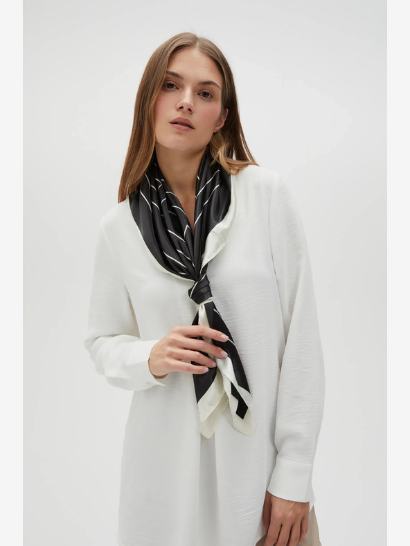 Moodo Eșarfă cu model pentru femei albă și neagră Moodo