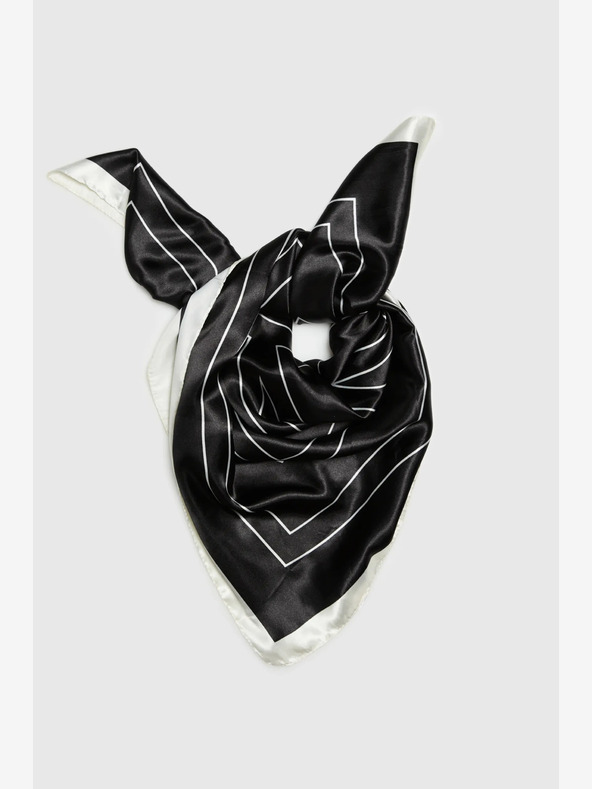 Moodo Eșarfă cu model pentru femei albă și neagră Moodo