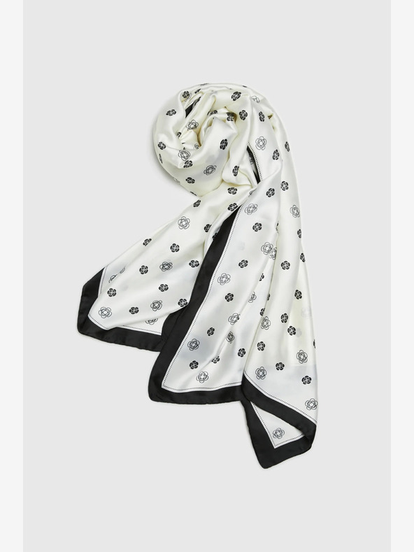 Moodo Eșarfă florală de damă albă și neagră Moodo