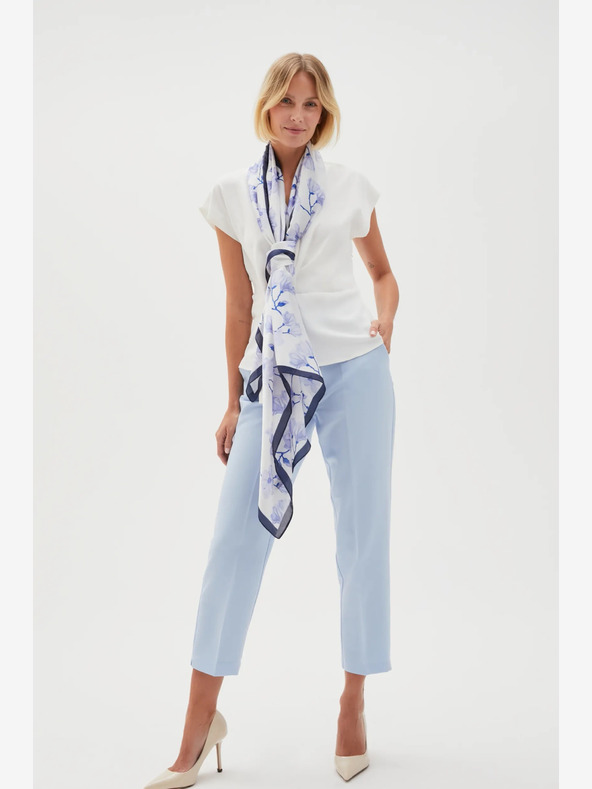 Moodo Eșarfă florală albă și albastră pentru femei Moodo