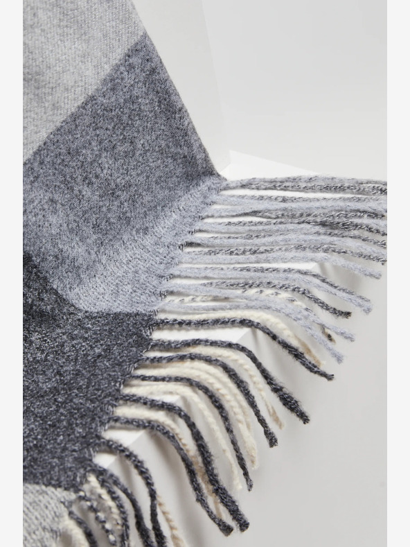 Moodo Eșarfă în carouri Moodo albă și gri pentru femei