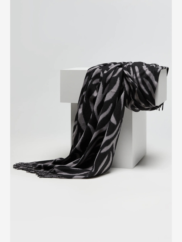 Moodo Eșarfă cu model Moodo gri și negru pentru femei