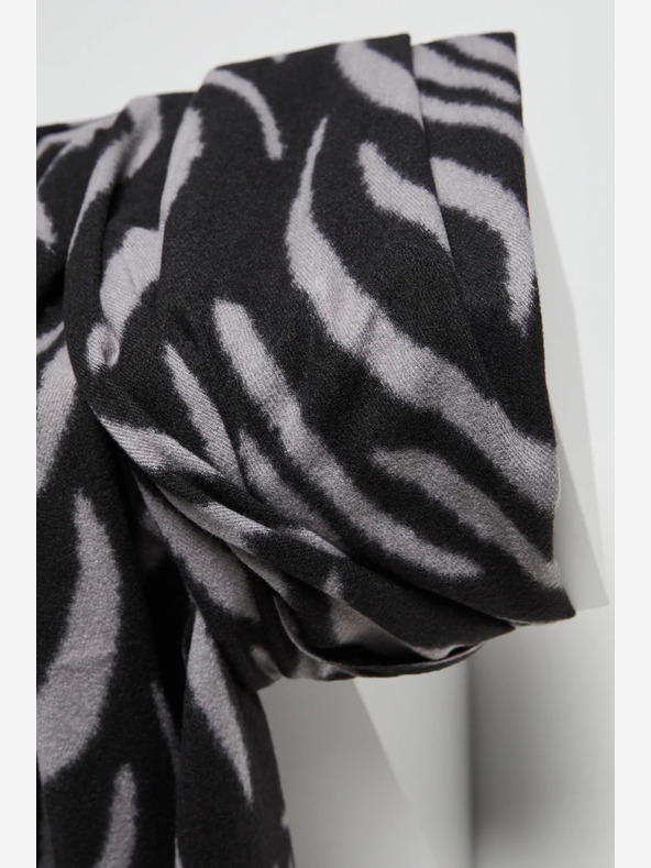 Moodo Eșarfă cu model Moodo gri și negru pentru femei