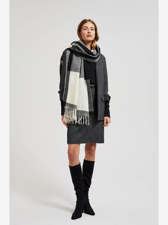 Moodo Eșarfă Moodo albă și neagră pentru femei