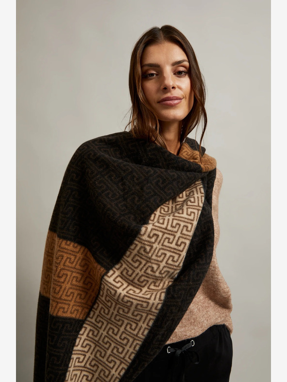 Moodo Eșarfă Moodo pentru femei cu model maro și negru