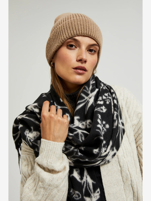 Moodo Eșarfă cu model Moodo albă și neagră pentru femei