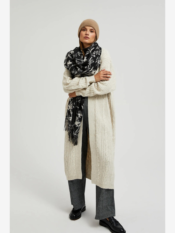 Moodo Eșarfă cu model Moodo albă și neagră pentru femei