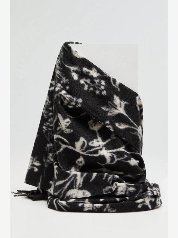 Moodo Eșarfă cu model Moodo albă și neagră pentru femei