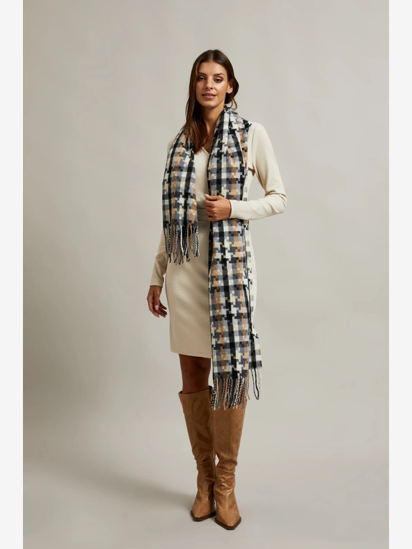 Moodo Eșarfă în carouri pentru femei maro-gri Moodo