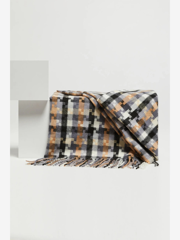 Moodo Eșarfă în carouri pentru femei maro-gri Moodo