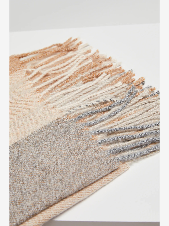 Moodo Eșarfă în carouri gri și bej pentru femei Moodo