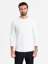 Ombre Clothing Tricou cu mânecă lungă SLIM FIT pentru bărbați, cu elastan și imprimeu alb Îmbrăcăminte Ombre