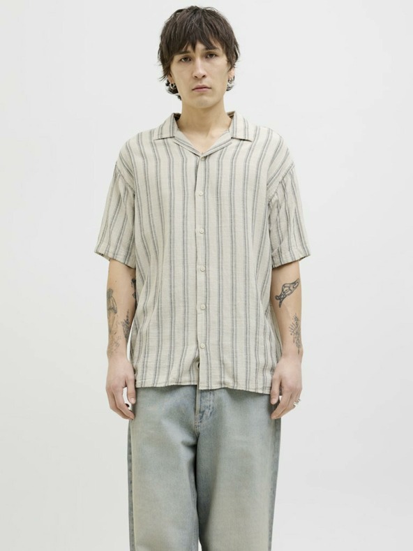 Jack & Jones Tricou cu mânecă scurtă în dungi pentru bărbați Jack & Jones Corp Beige